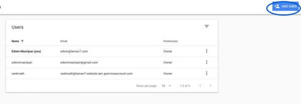 Share Google Search Console - Click add users